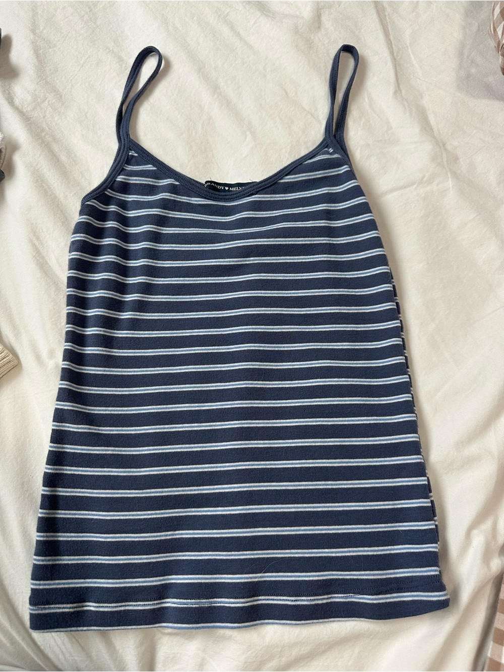 Brandy Melville Navy and White Striped Spaghetti Strap Camisole